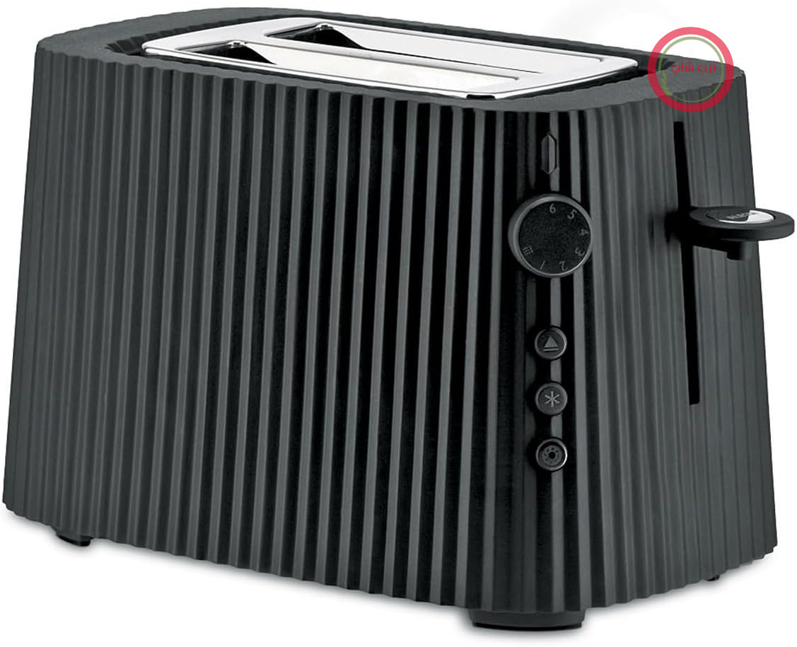 توستر طراح Alessi Plissé MDL08 B، شش سطح آبکاری طلا، ساخته شده از رزین ترموپلاستیک، دوشاخه اروپایی، 850 وات، مشکی