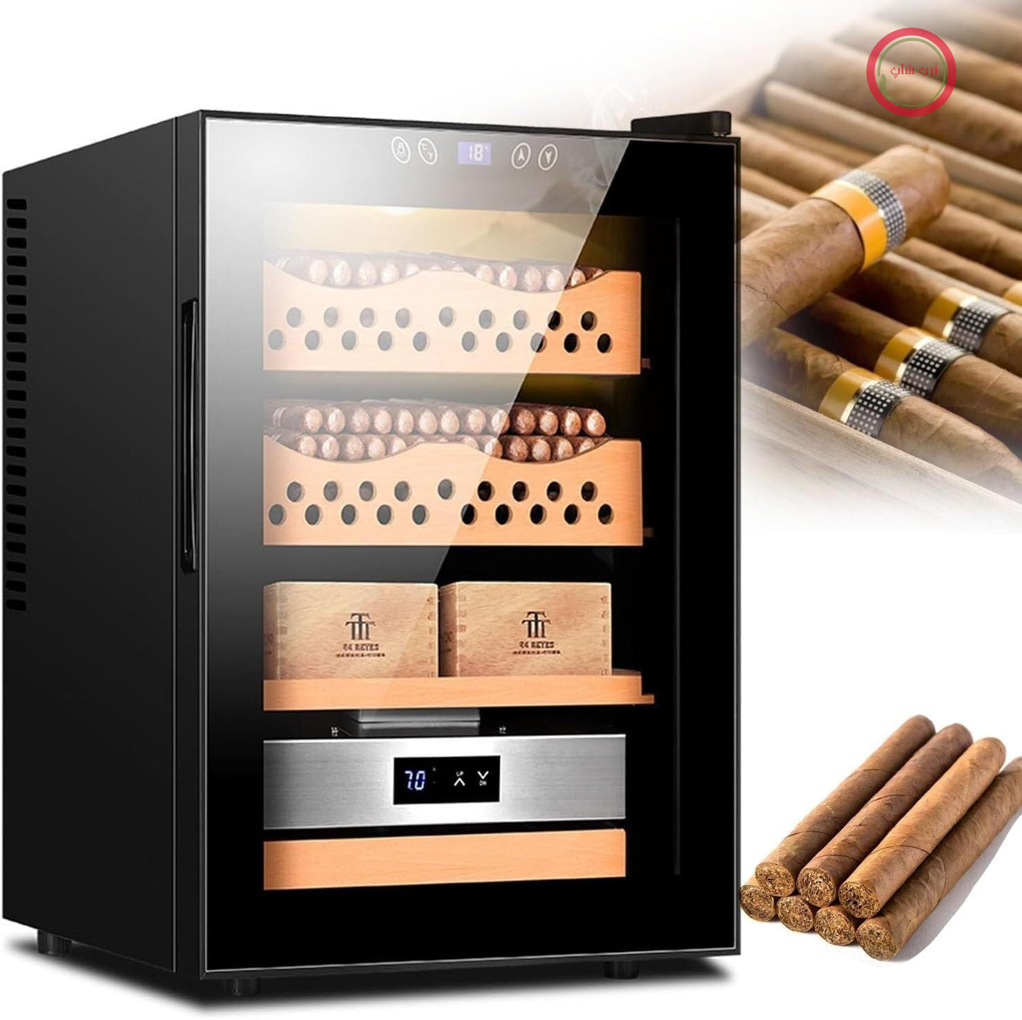 کابینت رطوبت گیر سیگار الکترونیکی با کنترل هوشمند دما و صفحه نمایش لمسی برای نگهداری سیگار