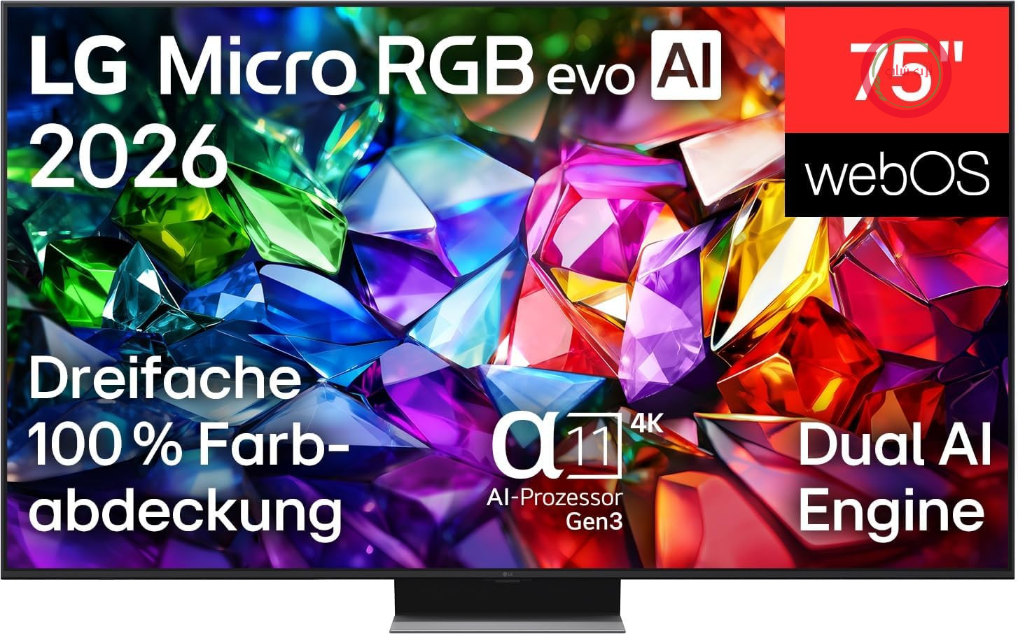 تلویزیون ۷۵ اینچ (۱۹۰ سانتی‌متری) ال‌جی مدل ۷۵MRGB96B9B با فناوری ۴K Micro RGB evo AI (پردازنده هوش مصنوعی