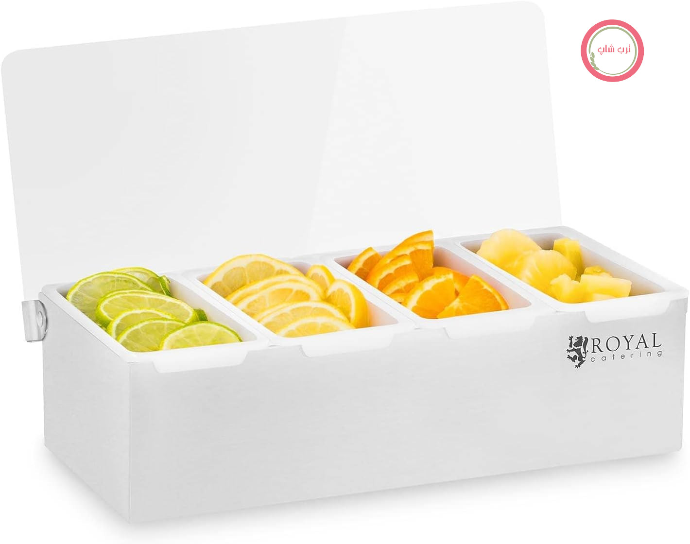 ظرف غذای جانبی صنعتی رویال کترینگ آلمان Royal Catering مدل RCCBP 4 (استیل ضد زنگ، 4 ظرف، ظرفیت هر ظرف: 450 میلی لیتر، پوشش پلی پروپیلن، 31 × 15 × 8.8 سانتی متر)