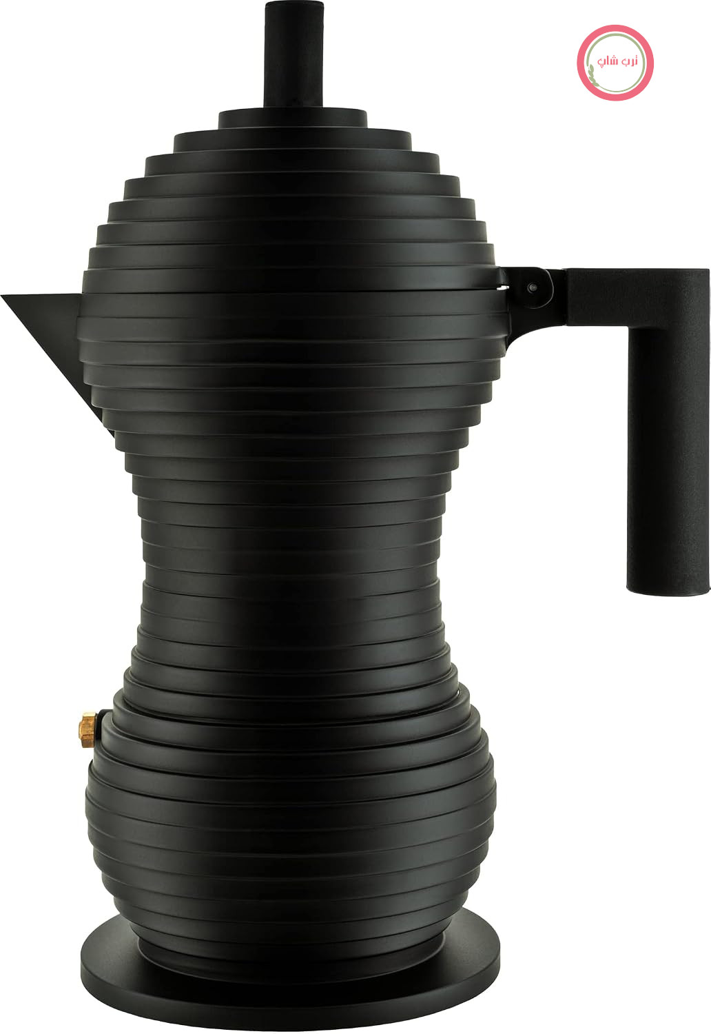 دستگاه قهوه اسپرسو ساز طرح دار Alessi Pulcina MDL02/6 BB، ساخته شده از آلومینیوم ریخته گری شده با دسته و دکمه PA، 6 فنجان، مشکی