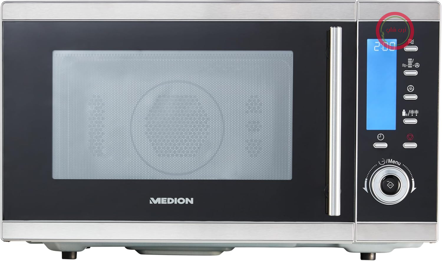 مایکروویو MEDION MD 15501 4 در 1 با گریل (25 لیتر، 900 وات، 1100 وات گریل، 2500 وات هوای گرم، 10 برنامه اتوماتیک) نقره‌ای