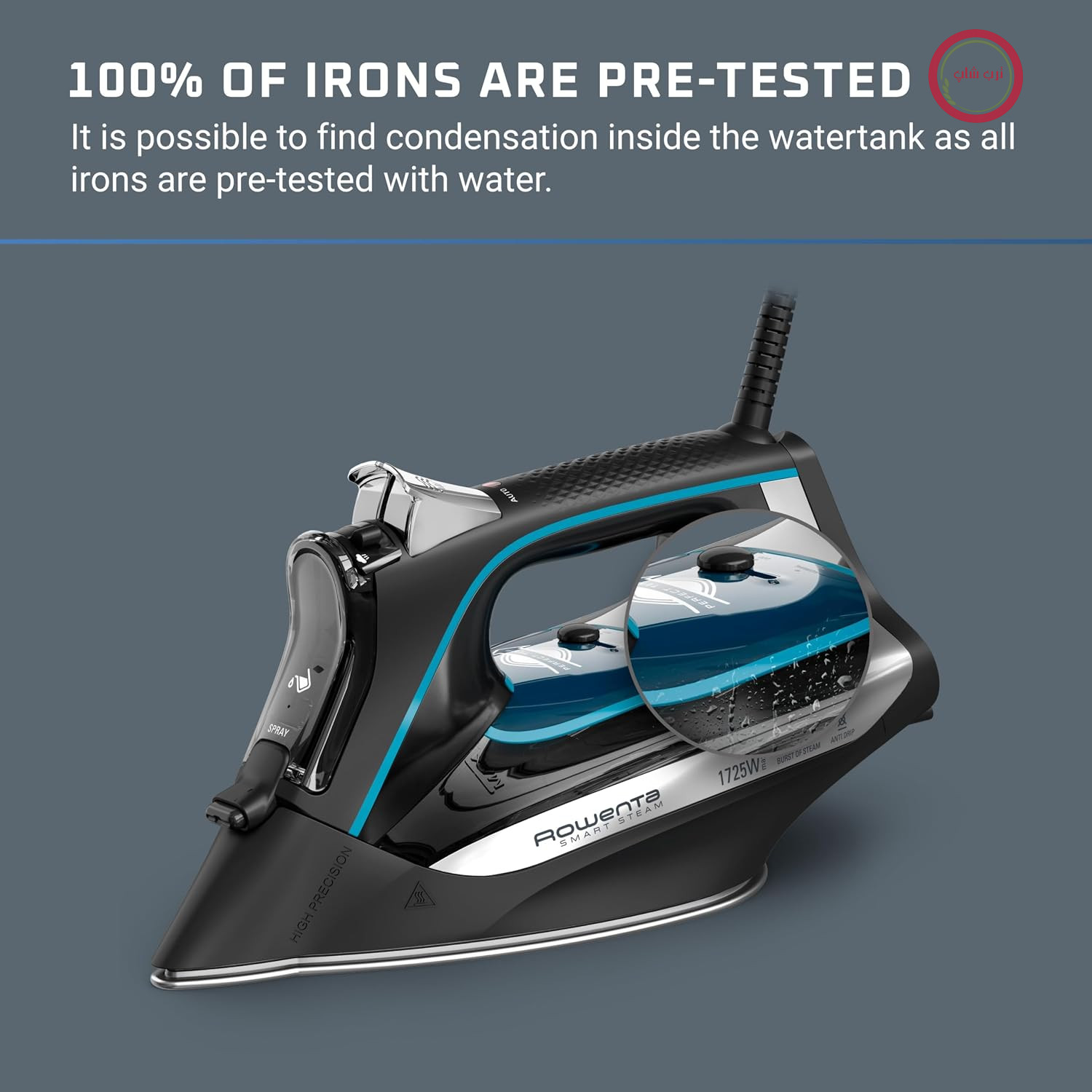 اتو بخار روونتا آلمان هوشمند Rowenta، فناوری Perfect Temp، خروجی بخار مداوم ۳۵ گرم در دقیقه، DW3261U1، خاموش شدن خودکار، مشکی