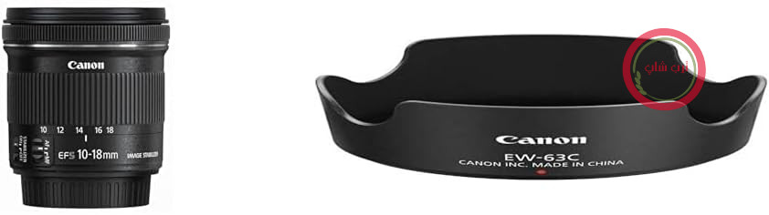 لنز دوربین کانن ژاپن EF-S 10-18mm 1:4.5-5.6 IS STM، مشکی و هود لنز EW-63C (لنز EF-S 18-55mm f/3.5-5.6 IS STM)، مشکی