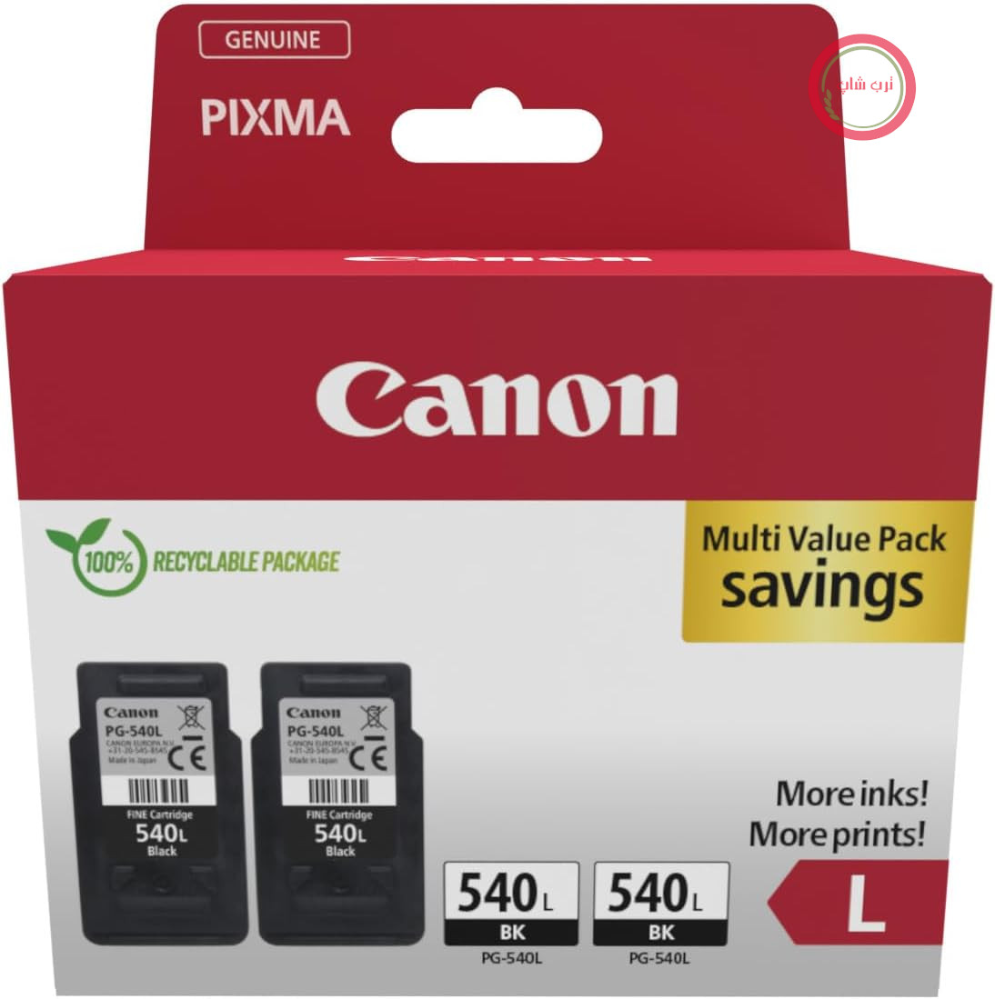 کارتریج جوهر مشکی اورجینال کانن PG-540L FINE بسته دوتایی