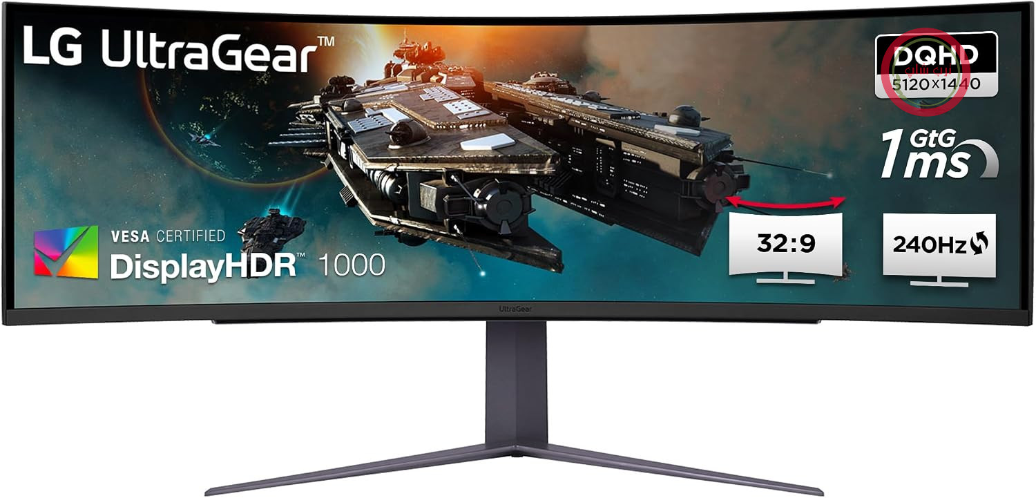 مانیتور گیمینگ منحنی ال‌جی Ultragear ال‌جی الکترونیکس مدل ۴۹GR۸۵DC-B، ۴۹ اینچ (۱۲۳.۸ سانتی‌متر)، ۹۵٪ DCI-P3، HDR10