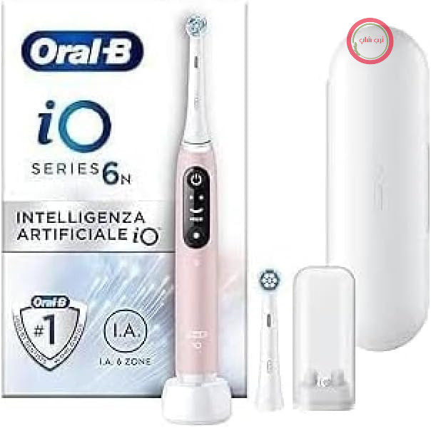 مسواک برقی اورال بی Oral-B iO Series 6N، بلوتوث، ۵ حالت تمیز کردن، ۲ سر مسواک، ۱ کیف مسافرتی، سفید/صورتی