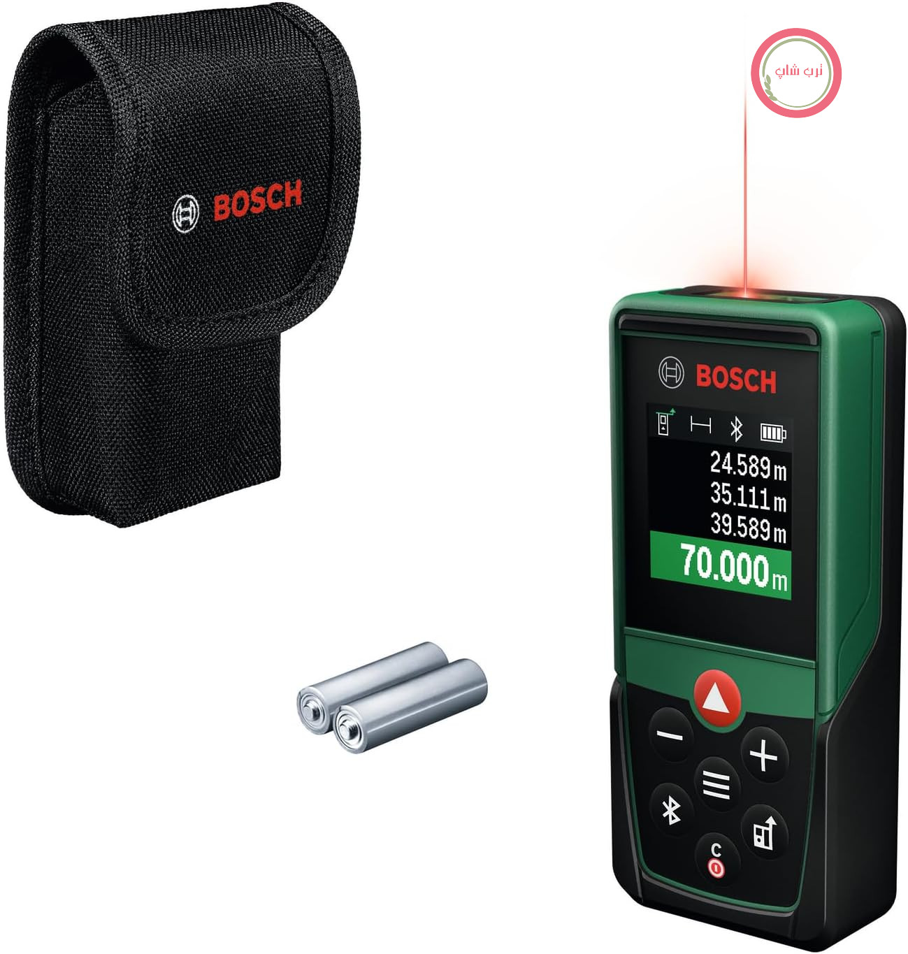 متر لیزری بوش آلمان Bosch مدل PLM70 - 23C (برد اندازه‌گیری تا 70 متر، اتصال بلوتوث، محاسبات مساحت و حجم