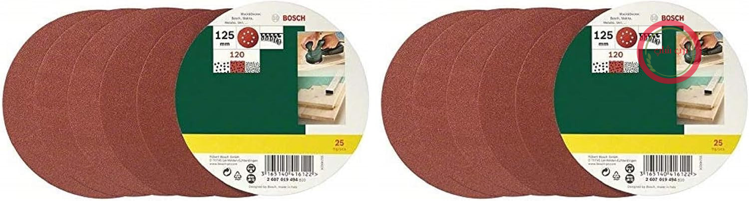 مجموعه ۲۵ تکه سنباده بوش Bosch مخصوص خانه و باغ، جنس‌های مختلف برای سنباده چرخشی تصادفی