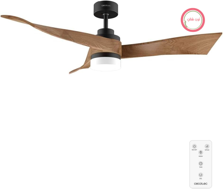 پنکه سقفی چراغ‌دار سکوتک اسپانیا Cecotec Aero 5285،دارای چراغ LED کنترل از راه دور، تایمر ، رده انرژی F طرح چوب مشکی