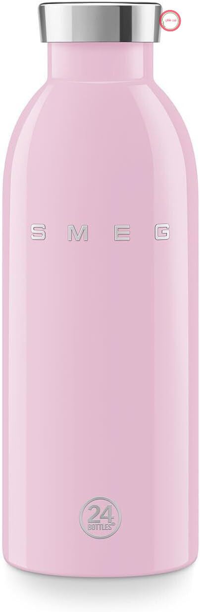 بطری اسمگ مدل Clima سایز 24، 500 میلی‌لیتر، بطری آب عایق‌دار از جنس استیل ضد زنگ مدل WBF01PK، عایق دوجداره و درزگیر هوابندی شده، نوشیدنی‌ها را به مدت 24 ساعت سرد و به مدت 12 ساعت گرم نگه می‌دارد، مدل رز