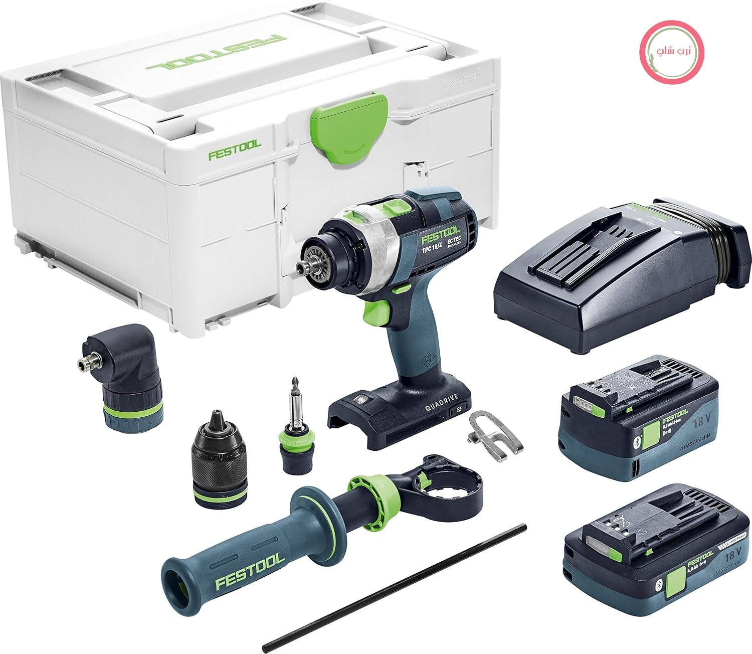 دریل/پیچ‌گوشتی ضربه‌ای بی‌سیم Festool TPC 18/4 QUADRIVE I-Set در Systainer