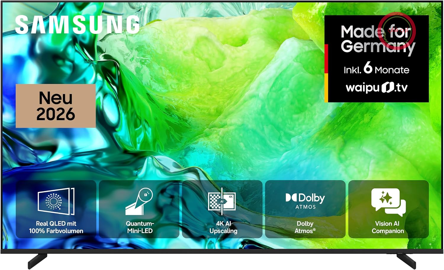 تلویزیون سامسونگ Samsung مدل نئو کیو ال ای دی QN80H با کیفیت 4K، سایز 55 اینچ (138 سانتی متر)، تلویزیون UHD، تلویزیون هوشمند