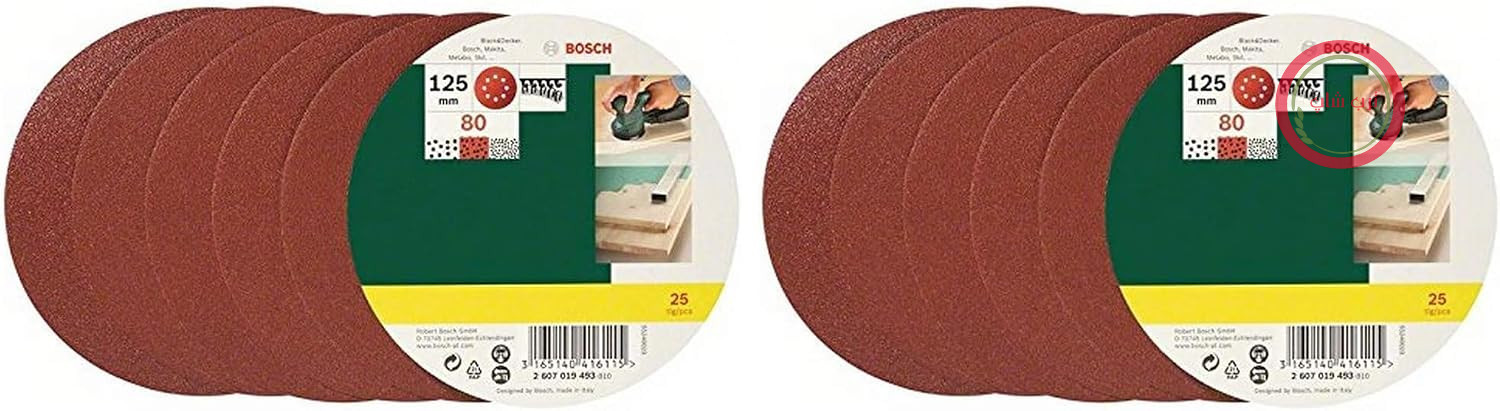 مجموعه ۲۵ تکه سنباده بوش Bosch مخصوص خانه و باغ، جنس‌های مختلف برای سنباده چرخشی تصادفی