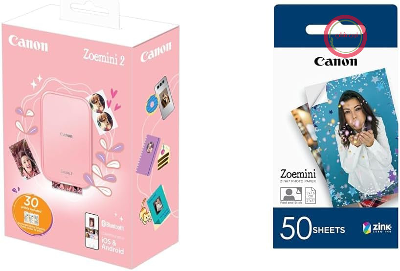 پرینتر عکس جیبی کانن ژاپن Canon Zoemini 2، قابل حمل، همراه 50 برگ کاغذ عکس