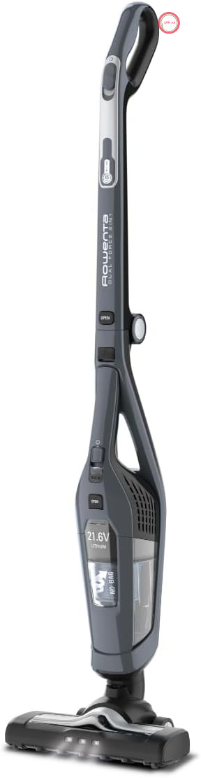 جارو شارژی روونتا آلمان بی‌سیم دوکاره Rowenta RH6756 Dual Force | با جاروبرقی دستی یکپارچه | سر مکش با روشنایی LED | بسیار سبک | عمر باتری ۴۵ دقیقه‌ای | خاکستری