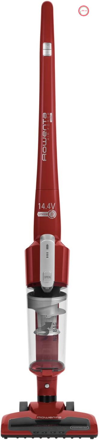 جارو شارژی روونتا آلمان بدون کیسه Rowenta Air Force Light RH6543، 0.65 لیتر، قرمز، جارو برقی عصایی و برقی، بدون کیسه، قرمز، 0.65 لیتر، خشک، سیکلون، 80 دسی بل