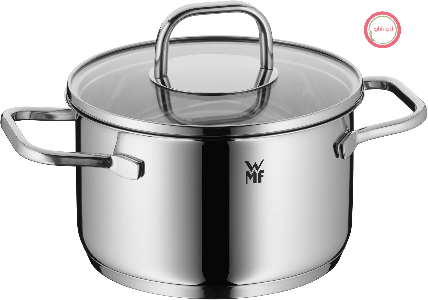 قابلمه کوچک WMF Inspiration، 16 سانتی‌متر، درب شیشه‌ای، قابلمه 1.9 لیتری مناسب برای اجاق گازهای القایی، استیل ضد زنگ براق Cromargan، بدون روکش