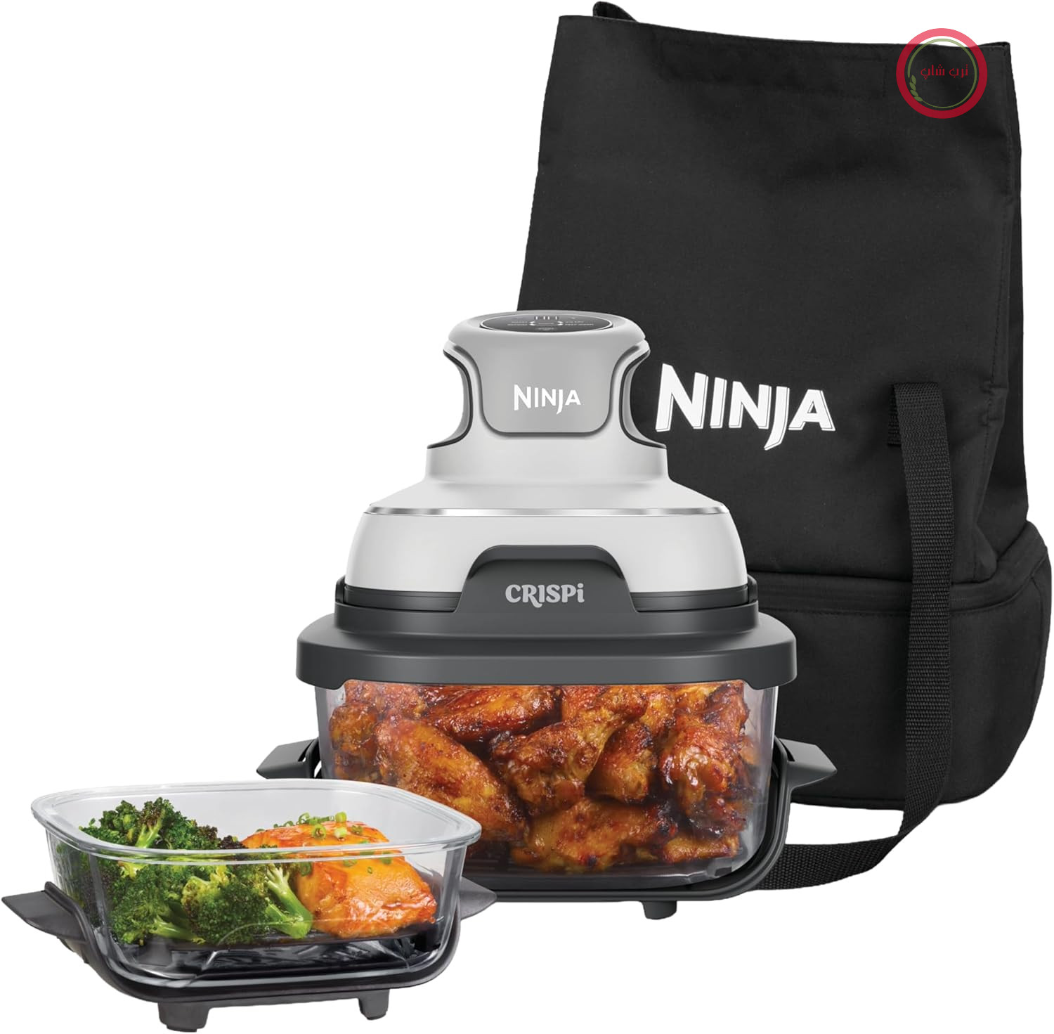 سرخ کن شیشه‌ای کریسپی نینجا آمریکا مدل Ninja CRISPi FN102EU در 3.8 لیتر و 1.4 لیتر، کیف حمل، سفید