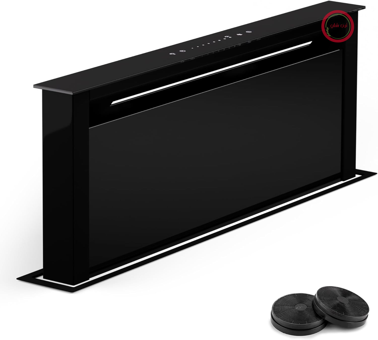 هود اجاق گاز Klarstein Downdraft 75 سانتی‌متر، هود جمع‌شونده برای آشپزخانه، تهویه/گردش مجدد هوا، هود گردش مجدد بی‌صدا بدون کانال‌کشی، جریان هوای 576 متر مکعب بر ساعت، روشنایی LED و پنل کنترل لمسی