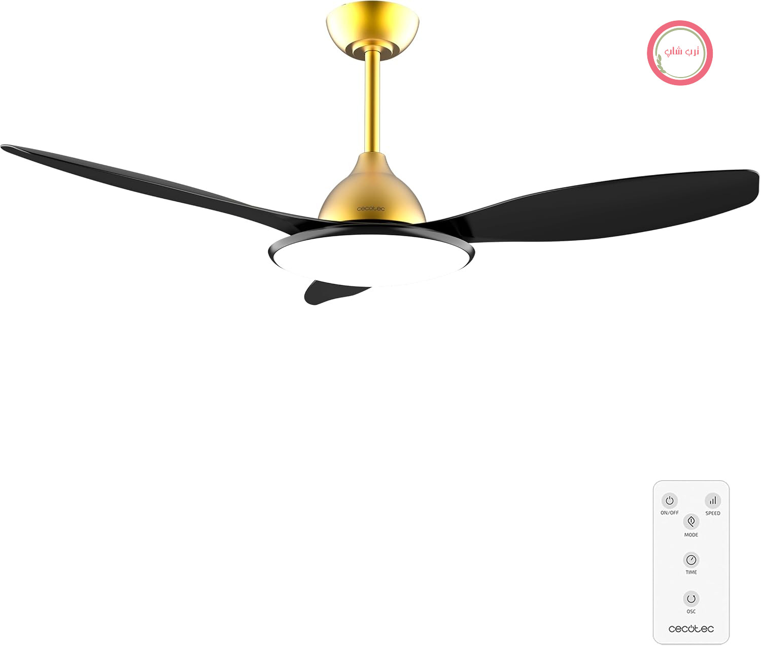 پنکه سقفی چراغ‌دار سکوتک اسپانیا Cecotec 4800 چراغ LED | کنترل از راه دور، تایمر تا ۸ ساعت، ۶ سطح سرعت، مشکی طلایی