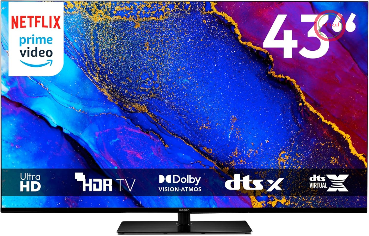تلویزیون MEDION 108 سانتی‌متری (43 اینچی) (تلویزیون هوشمند، 4K، Dolby Vision HDR، Prime Video، Disney+، Dolby Atmos، DTS X، سازگار با Google TV، PVR، بلوتوث، MD 843400)