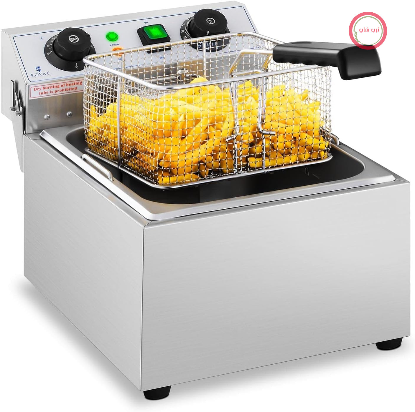 سرخ کن برقی Royal Catering، جنس استیل ضد زنگ (3200 وات، ظرفیت: 10 لیتر، محدوده دما: 50-190 درجه سانتیگراد، منطقه سرد، با تایمر تا 60 دقیقه)
