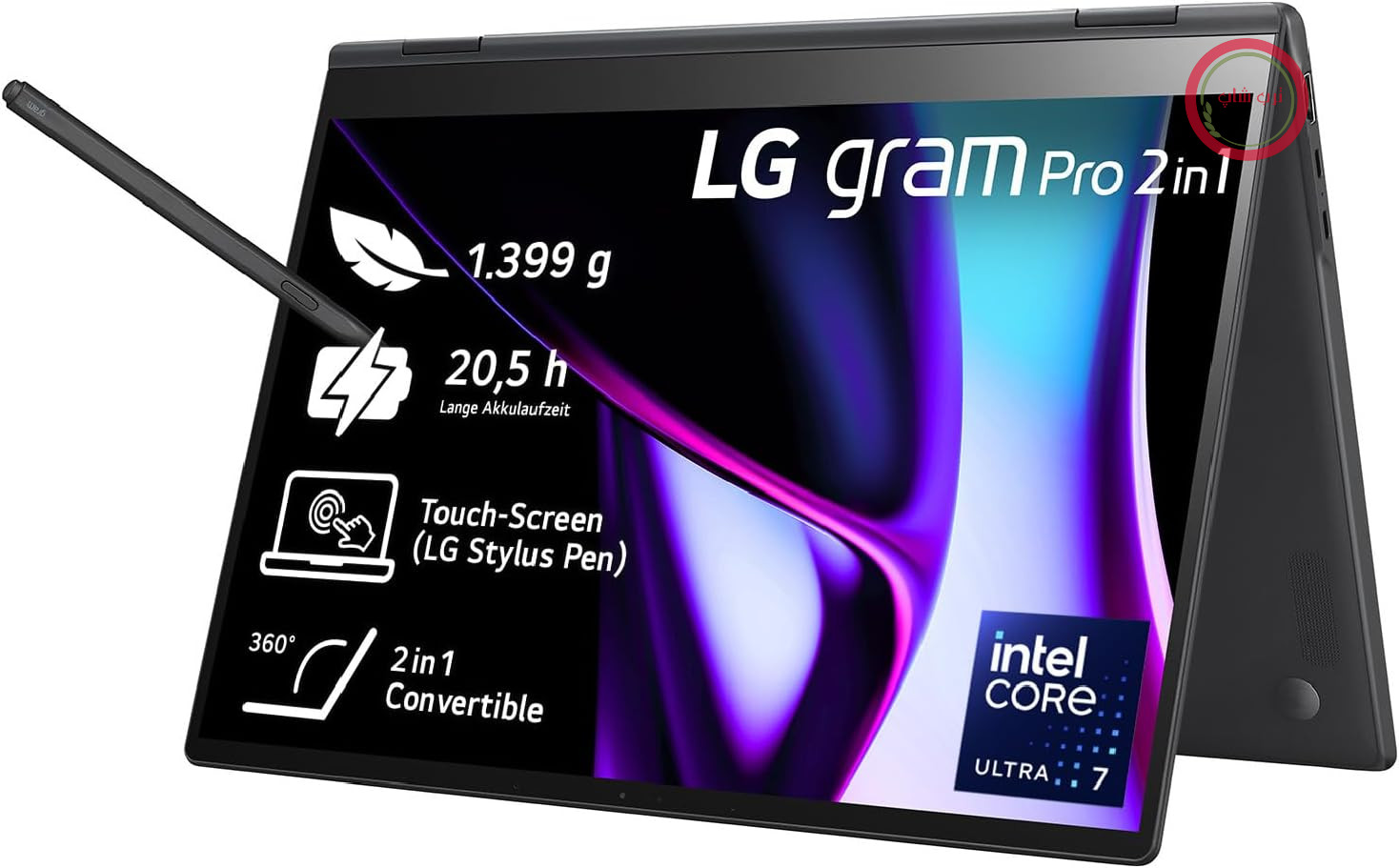 نوت بوک LG 2024 گرم Pro 16 Zoll 2in1 - لپ تاپ 1399 گرمی Intel Core Ultra7 (16 گیگابایت رم، 1 ترابایت حافظه