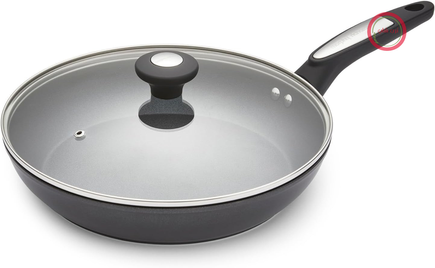 ماهیتابه مورفی ریچاردز انگلستان Morphy Richards مدل 850700 با درب، آلومینیوم فورج شده، سرامیک مشکی، 28 سانتی‌متر، روکش نچسب، دسته‌های نرم، مناسب برای همه اجاق گازها، مشکی