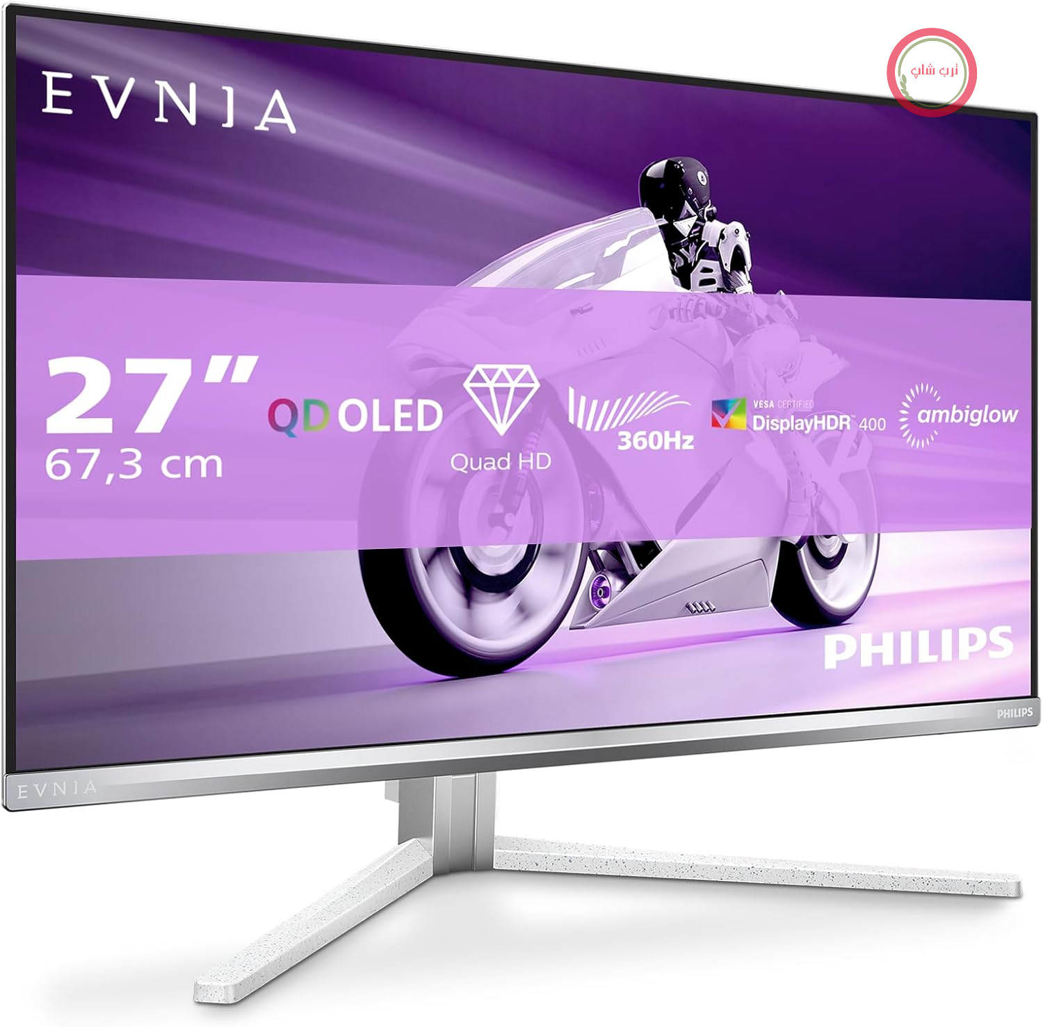 مانیتور بازی فیلیپس Evnia 27M2N8500AM - 27 اینچ، Zoll Quad HD OLED، 360 هرتز، 0.03 میلی‌ثانیه، HDR400، FreeSync Premium، G-Sync comp.، Ambiglow (2560x1440، 2X HDMI 2.1، 1x DP 1.4، هاب USB) وایس