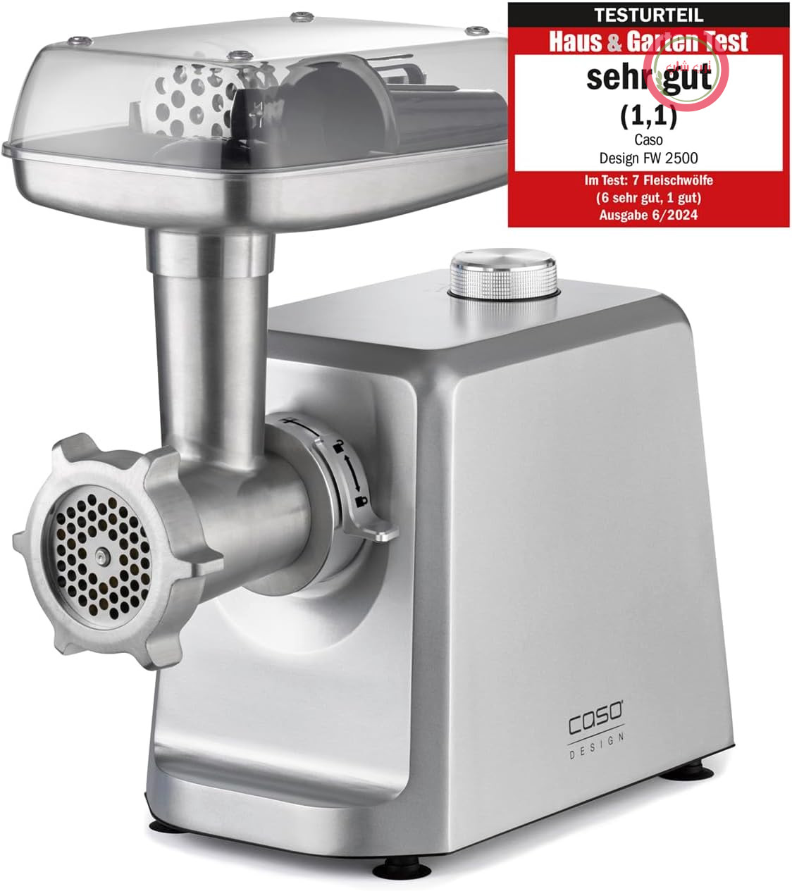 چرخ گوشت کاسو آلمان CASO FW 2500 Silber، توان 2500وات، تیغه تیتانیومی و عملکرد معکوس