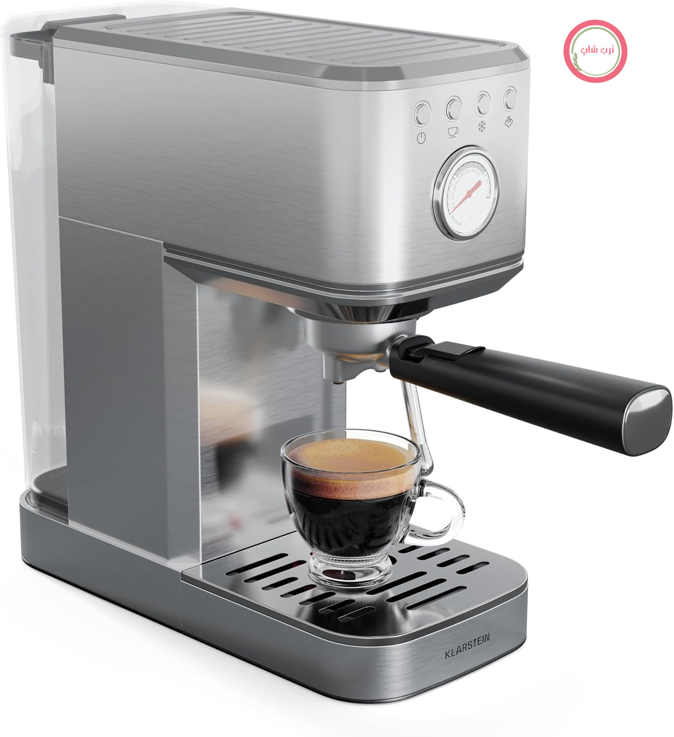 دستگاه اسپرسوساز Klarstein SteelPresso Slim با پورتافیلتر – 20 بار، 1350 وات، استیل ضد زنگ، مخزن آب 1.2 لیتری، نازل بخار، جمع و جور، آسان برای استفاده، دستگاه اسپرسوساز، پورتافیلتر