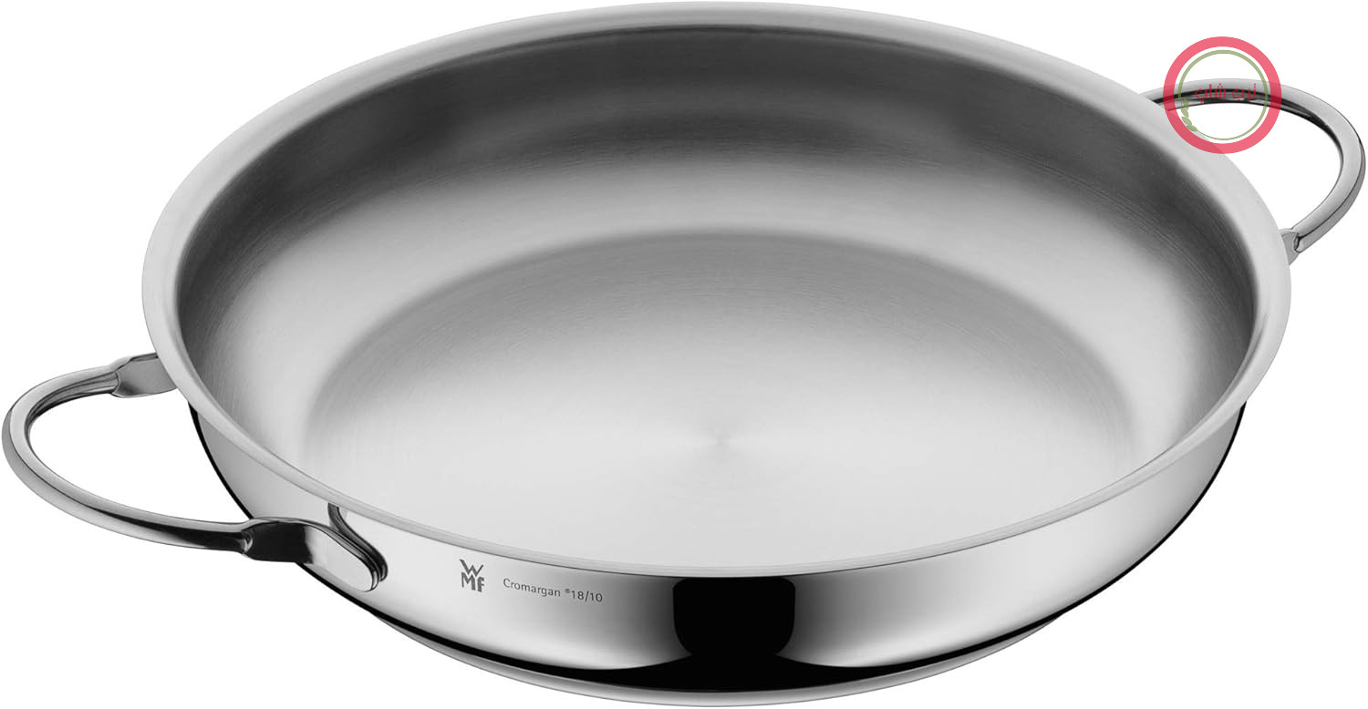 ماهیتابه/سرویس حرفه‌ای WMF، سایز 24 سانتی‌متر، سازگار با اجاق القایی، ماهیتابه استیل ضد زنگ 24 سانتی‌متر بدون روکش، استیل ضد زنگ براق Cromargan، مناسب برای فر