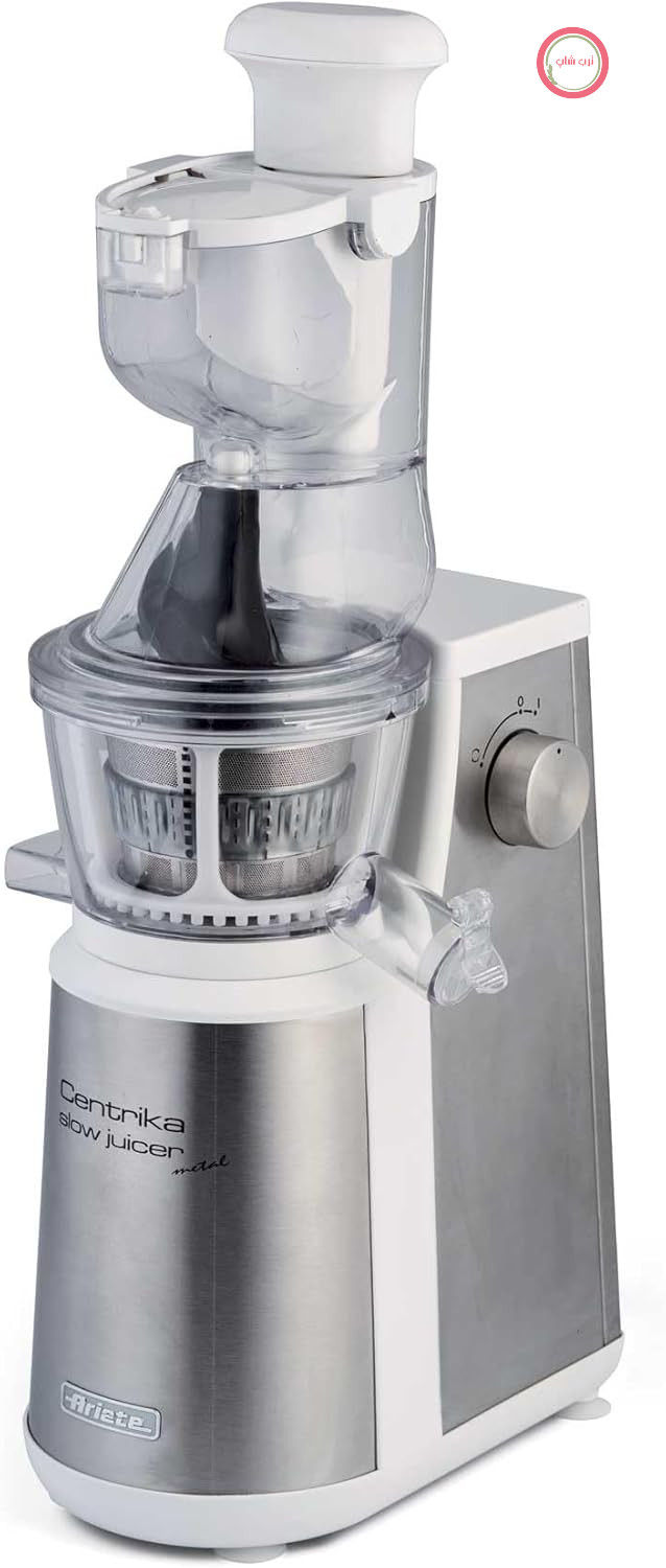 آبمیوه‌گیری آرام Ariete 00C017710AR0 مدل ۱۷۷ از جنس استیل ضد زنگ برای آبمیوه‌گیری بیشتر و با کیفیت بهتر، ۴۰۰ وات، نقره‌ای