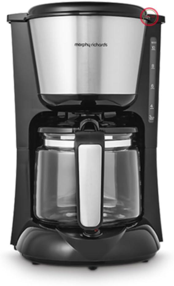 دستگاه قهوه ساز فیلتردار مورفی ریچاردز انگلستان Morphy Richards مدل ۱۶۲۵۰۱ مجهز به فناوری Pour Over برای طعمی کامل‌تر، لیوانی، ۱۰۰۰ وات، ۱.۲ لیتر، نقره‌ای