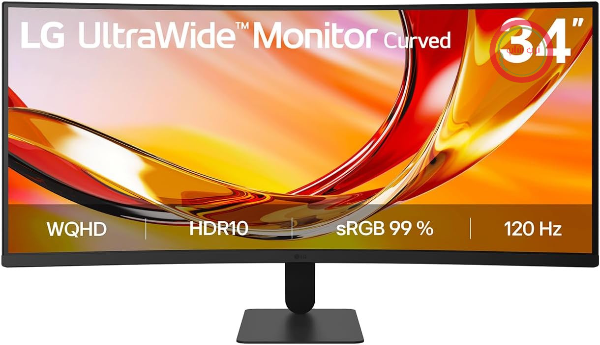 مانیتور منحنی 34 اینچی ال‌جی LG UltraWide™ 34U601B-B با نسبت تصویر 21:9 و وضوح تصویر WQHD و پنل VA، نرخ نوسازی 120 هرتز، فناوری HDR10