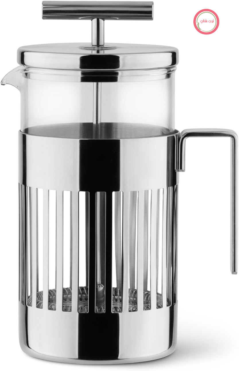 فیلتر پرس Alessi 9094/8 ساخته شده از استیل ضد زنگ 18/10، جلا داده شده تا درخشندگی بالا، و شیشه مقاوم در برابر حرارت
