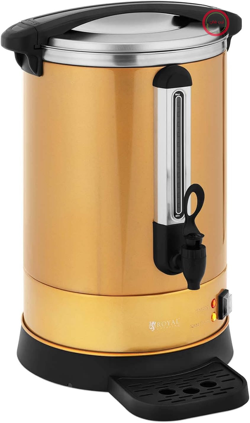دستگاه قهوه ساز فیلتردار Royal Catering RC-WBDWTC14GO، قهوه ساز 14 لیتری از جنس استیل ضد زنگ طلایی رنگ، دستگاه قهوه ساز تمام اتوماتیک