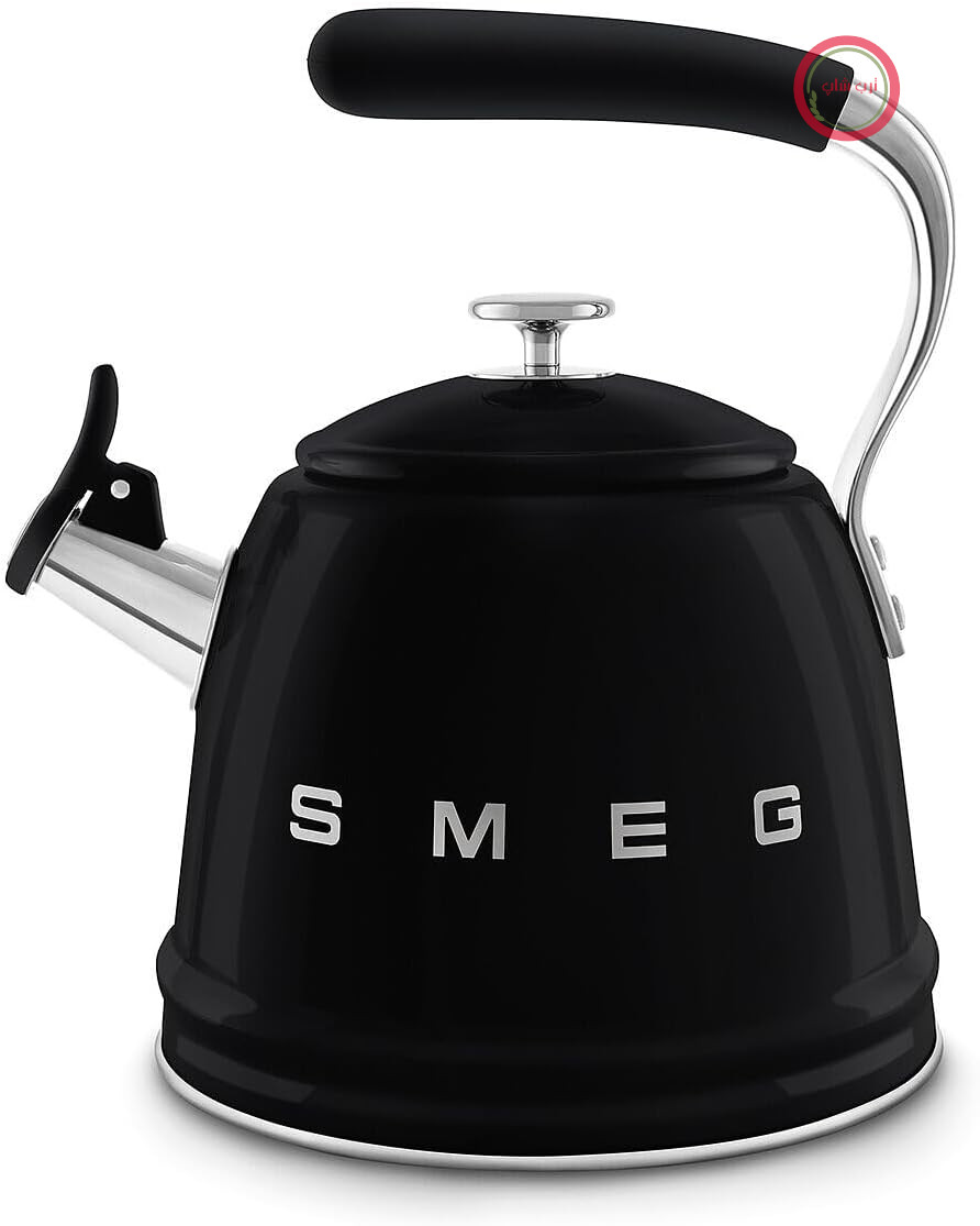 کتری استیل ضد زنگ Smeg WKF01BL، ظرفیت 2.3 لیتر، درب و دریچه قابل جدا شدن، مناسب برای اجاق گازهای القایی، مشکی