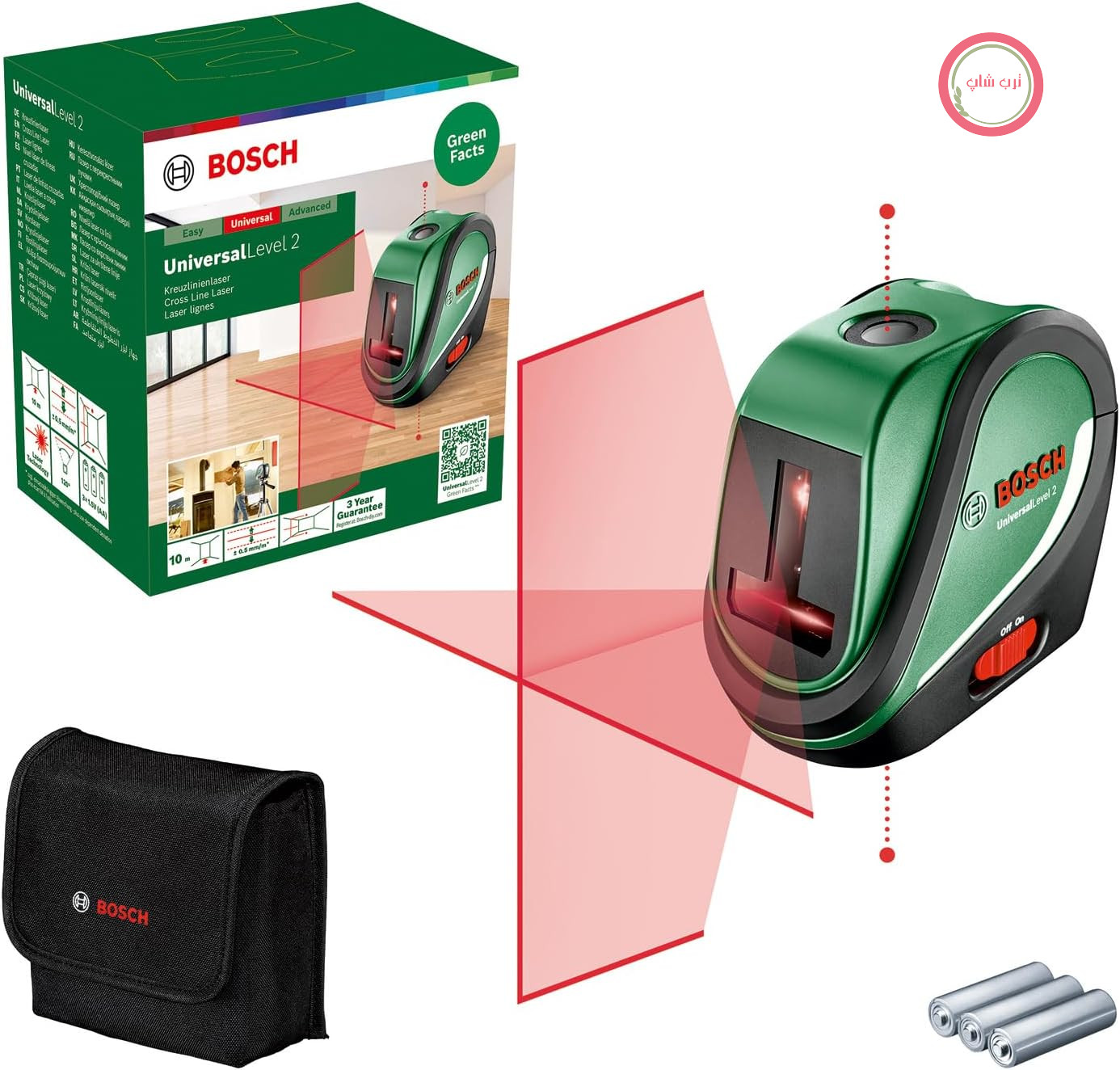 تراز لیزری خط کشی بوش آلمان Bosch مدل UniversalLevel 2 (خط‌کشی لیزری با نقاط شاقول یکپارچه برای ترازبندی