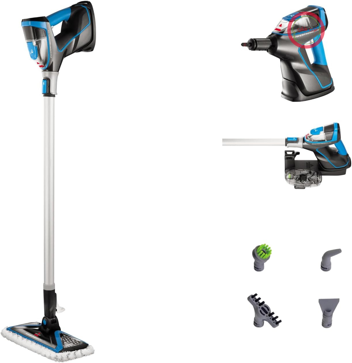 بخارشوی سه کاره BISSELL PowerFresh Slim Steam 1600W 4268N | تبدیل از بخارشوی زمینی به بخارشوی قابل حمل، سبک، چند منظوره، شامل لوازم جانبی