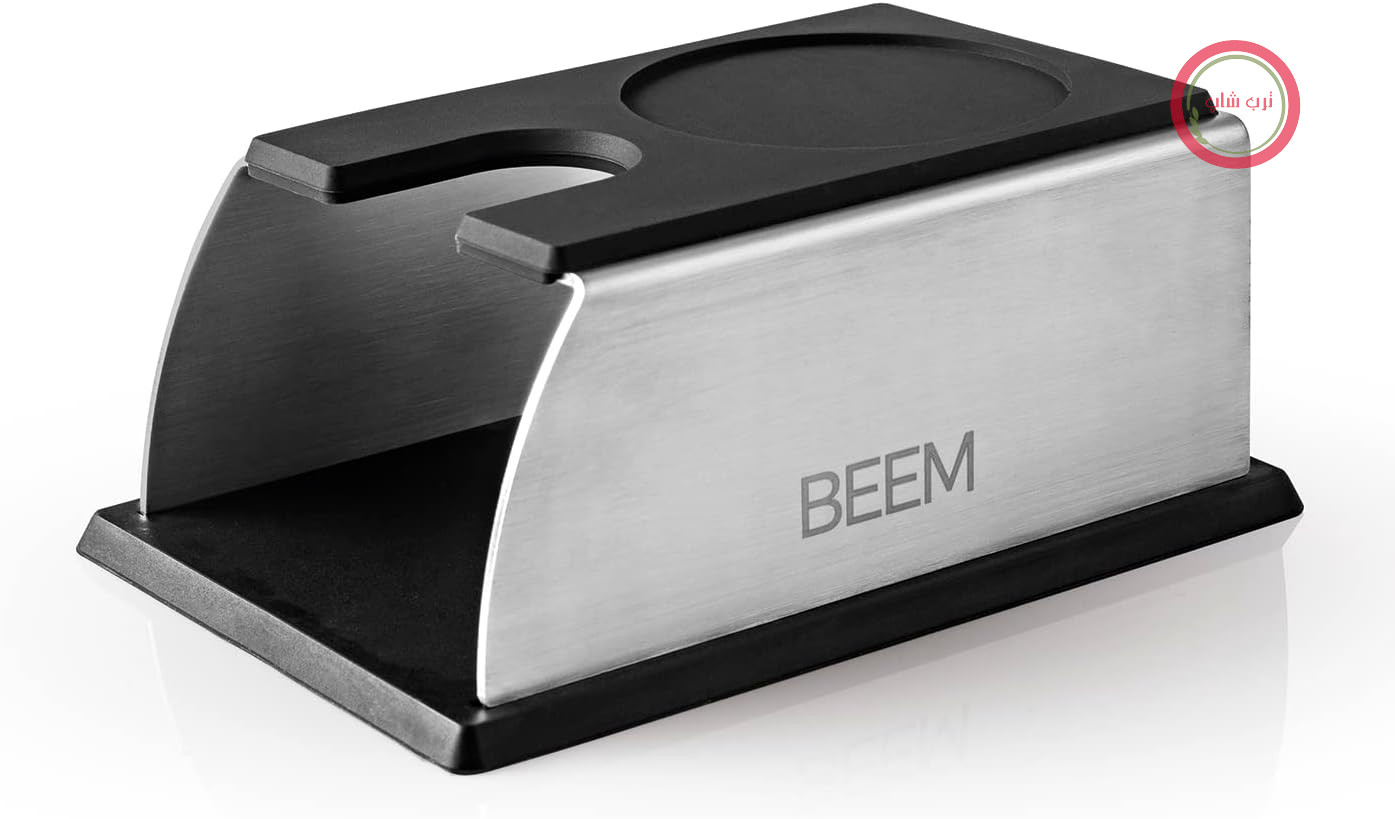 ایستگاه تمپر BEEM | مناسب برای همه اندازه‌های تمپر | طراحی مقاوم از جنس استیل ضد زنگ | ۲ در ۱: ایستگاه و محفظه | سطح کار ضد لغزش و پایه سیلیکونی قابل جدا شدن | ایده‌آل برای دستگاه‌های اسپرسو