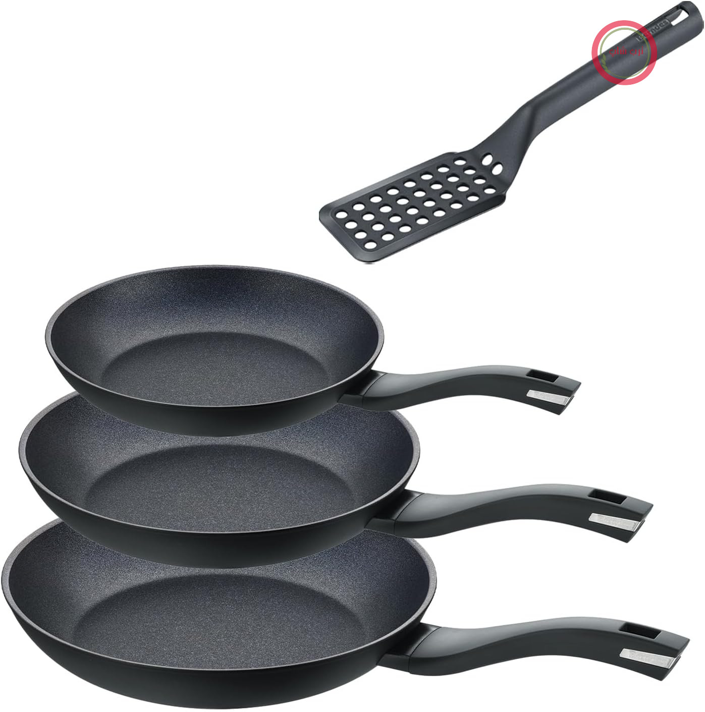 سرویس ۴ تکه ماهیتابه برندس آلمان Berndes Induction Enduro - ماهیتابه‌های ۲۰، ۲۴ و ۲۸ سانتی‌متری - دارای کفگیر - مناسب برای همه اجاق گازها - ماهیتابه‌ها با پوشش نچسب ۳ لایه بسیار مقاوم - مقاوم در برابر خش - بدون PFAS