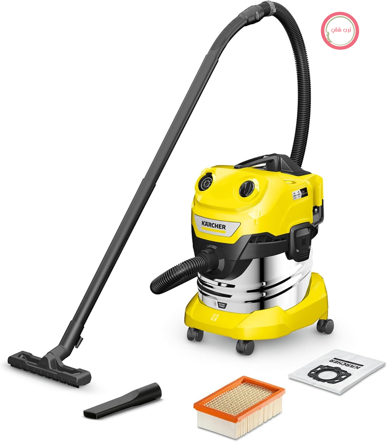 جاروبرقی صنعتی آب و خاک شارژی کرشر آلمان Kärcher WD 4-18 S Dual، مخزن 20 لیتری، 36 ولت
