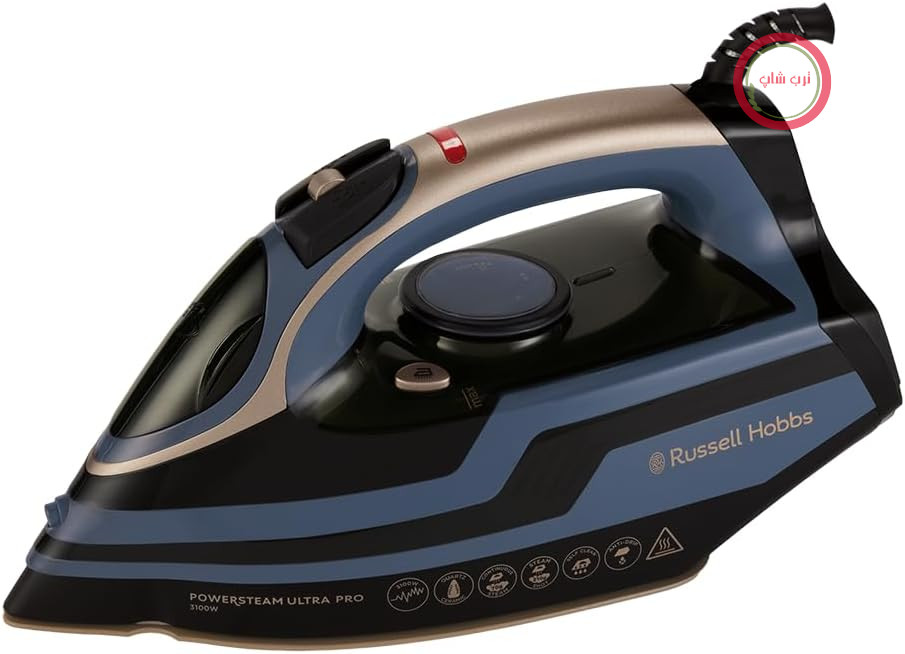 اتو بخار راسل هابز مدل Powersteam Ultra Pro [3100 وات، 210 گرم بخار اضافی] (کفی سرامیکی کوارتز، خود تمیز شونده، عملکرد اسپری، ضد رسوب و ضد چکه، 70 گرم در دقیقه بخار متغیر) 28630-56