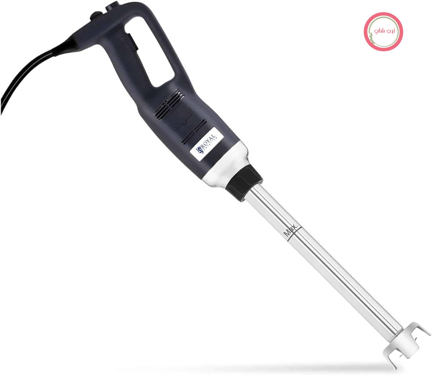 گوشت کوب برقی صنعتی رویال کترینگ آلمان Royal Catering RCSM-500-400P دسته ارگونومیک، 500 وات، 6000-18000 دور در دقیقه با قابلیت تنظیم مداوم، محافظ پاشش آب، شفت مخلوط کن 400 میلی متری