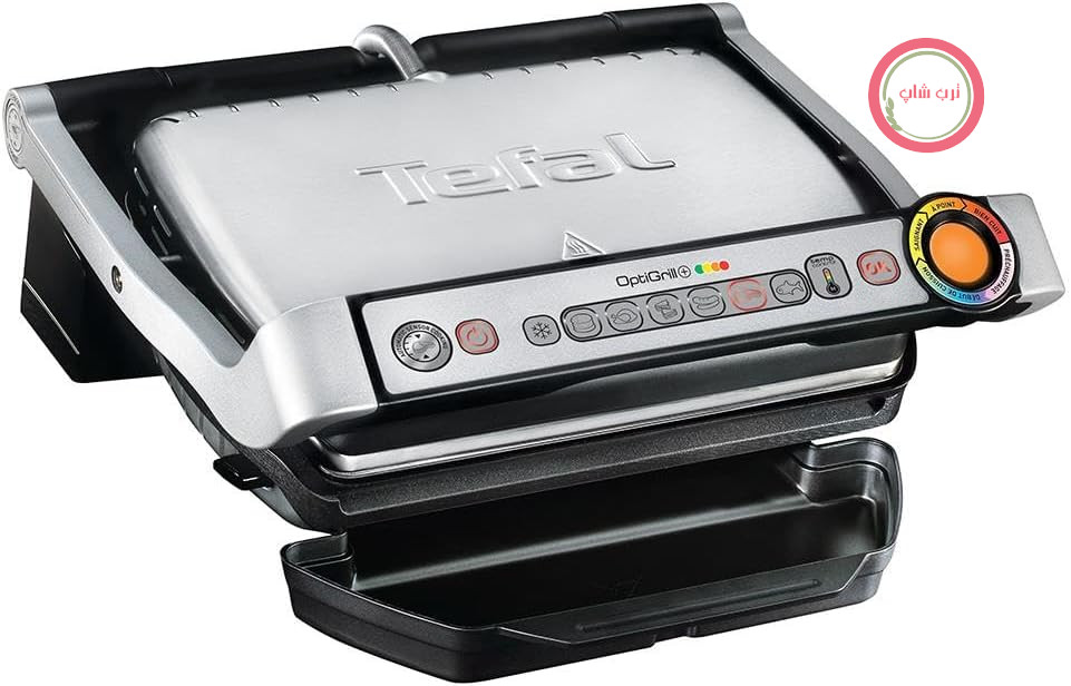 گریل تماسی Tefal OptiGrill GC712D34، 6 برنامه اتوماتیک، نشانگر سطح پخت، 4 تنظیم دمای دستی، گریل برقی 2000 وات، صفحات قابل جدا شدن، فلز تیتانیوم