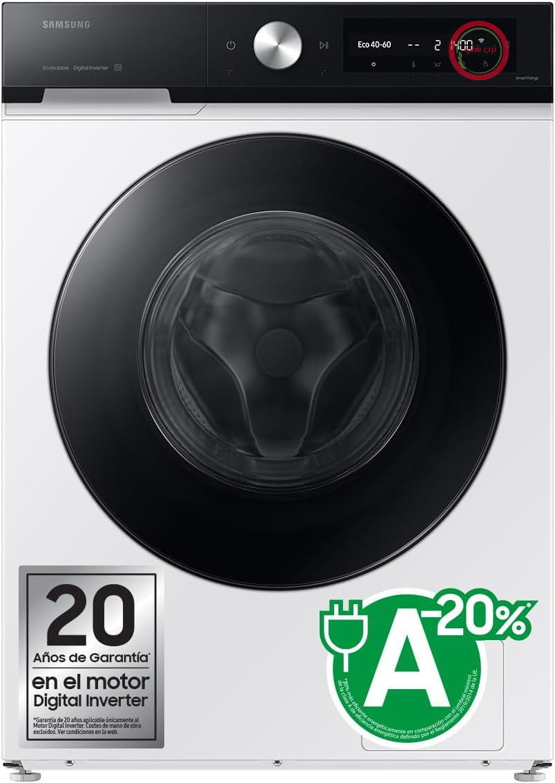سامسونگ WW90DB8U95GHU3-9KG، کلاس A، سفید، مجهز به SmartThings و هوش مصنوعی
