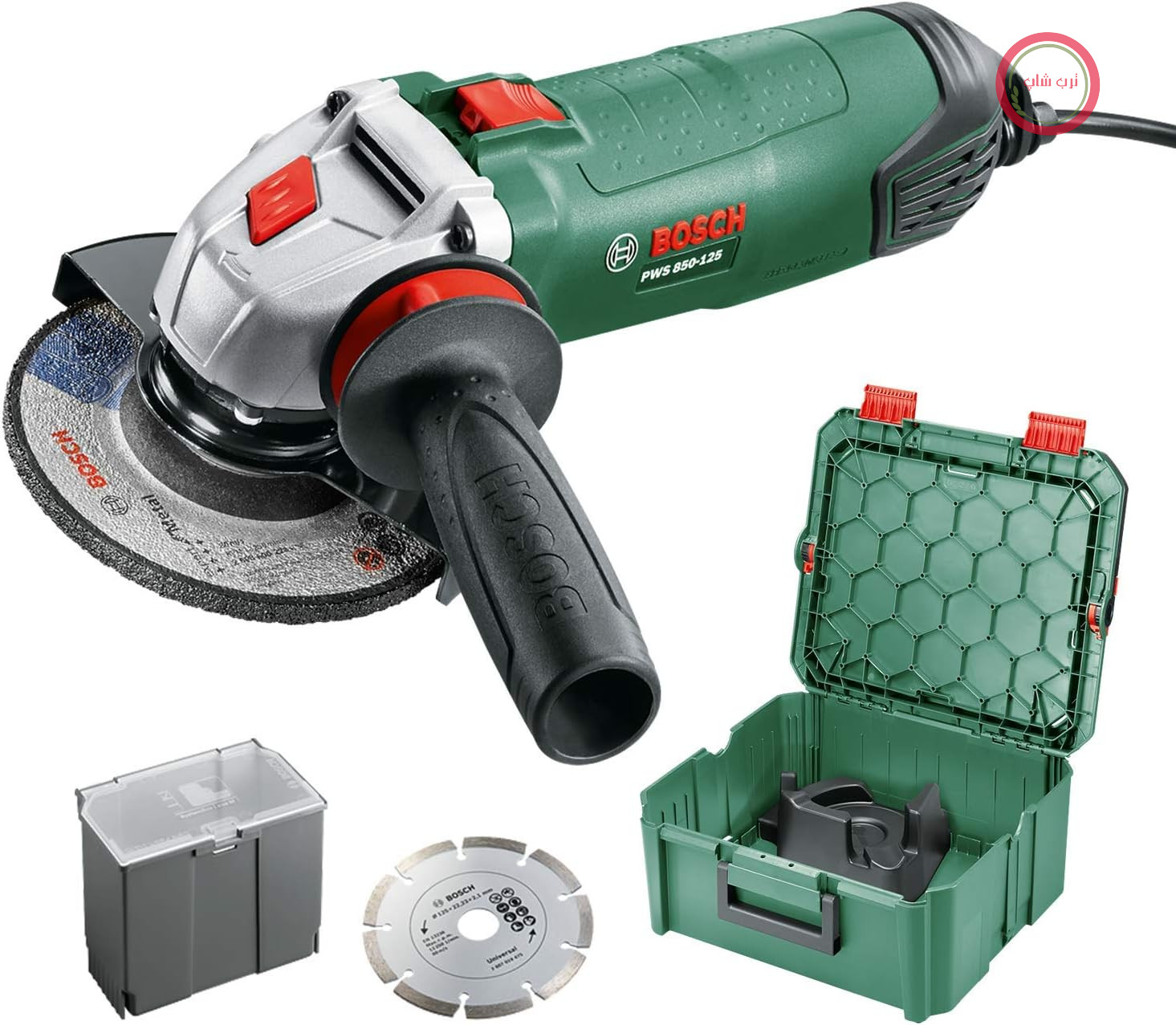 سنگ فرز خانگی و باغی بوش آلمان Bosch مدل PWS 850–125 (850 وات، قطر دیسک: 125 میلی‌متر، در جعبه
