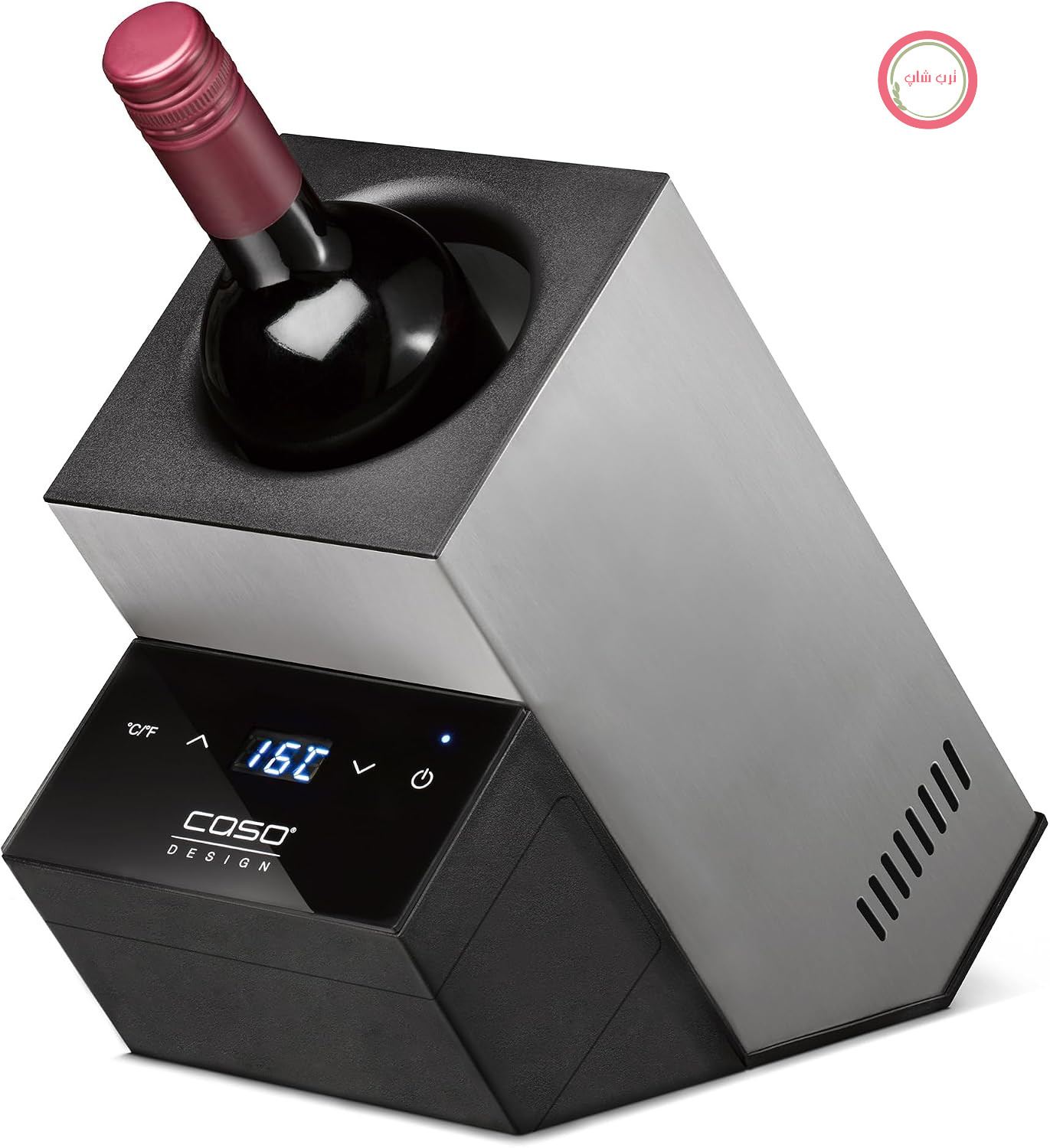 خنک‌کننده بطری برقی کاسو آلمان Caso WineCase Deluxe Inox، خنک‌کننده شراب با باتری برای ۱ بطری تا قطر ۹۰